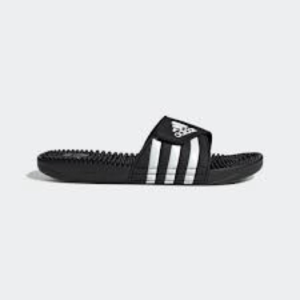 Adidas Adissage slides sandals black white mens‎ size 9 casual athleisure